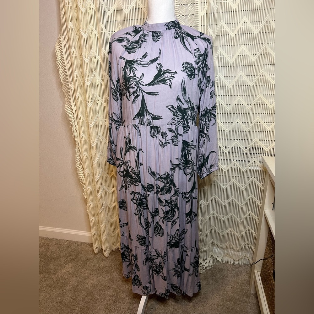 A New Day Floral Long Sleeve Maxi Dress Purple Green Small Target Lightweight